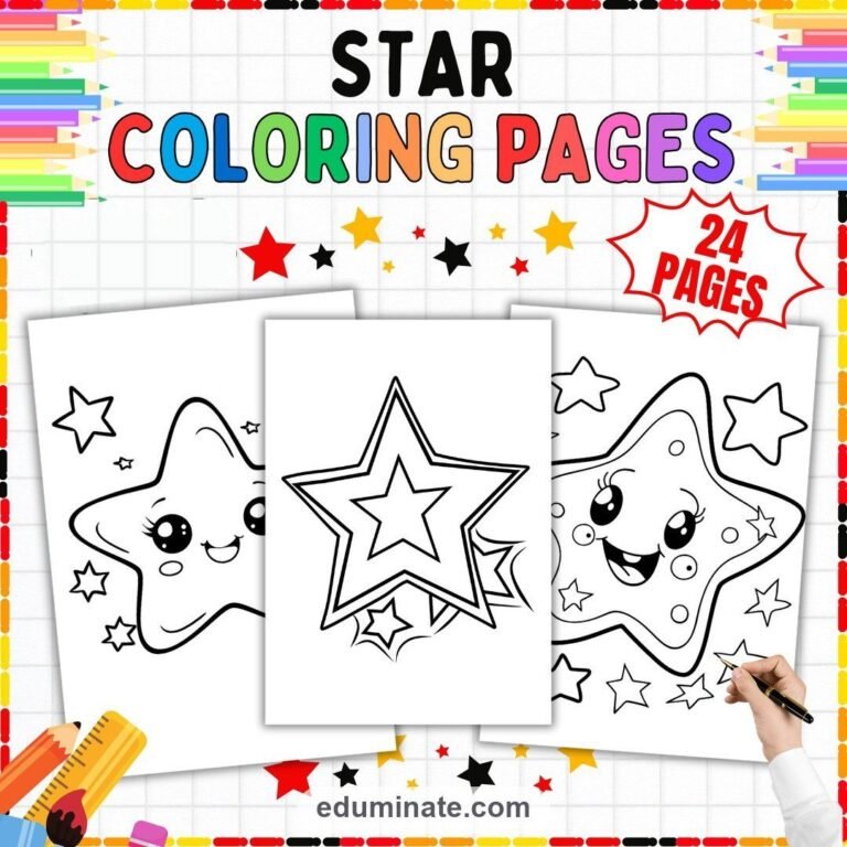 Space Coloring Sheets Bundle | Planets, Stars, Sun and Moon Sheets cover 5