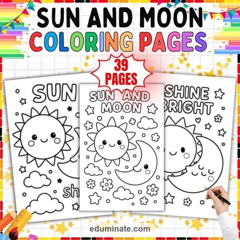 Space Coloring Sheets Bundle | Planets, Stars, Sun and Moon Sheets cover 7