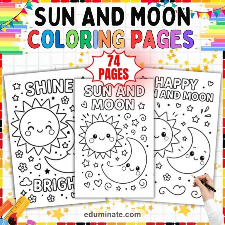 Space Coloring Sheets Bundle | Planets, Stars, Sun and Moon Sheets cover 6