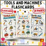 Flashcards of Tools | Printable Tools and Machines Picture Cards | 26 Card Pages cover