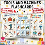 Tools Flashcards | Printable Tools and Machines Picture Cards | 52 Card Pages cover