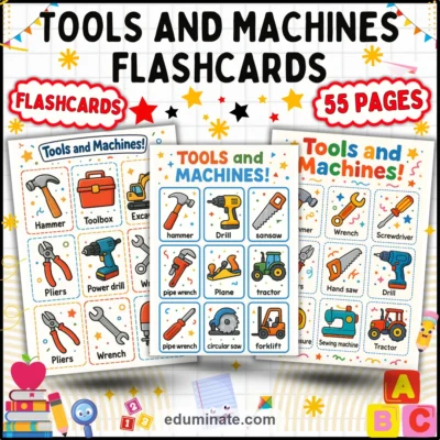 Tools Flashcards | Printable Tools and Machines Picture Cards | 52 Card Pages — resource cover