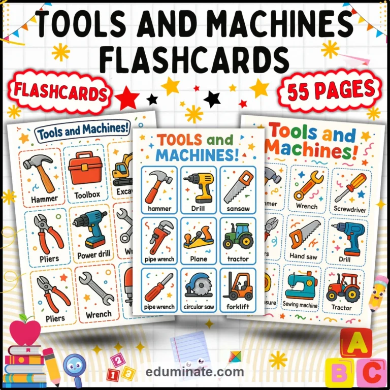 Vocabulary Flashcards Bundle | Tools, Community Helpers, Vehicles and Classroom Words cover 2