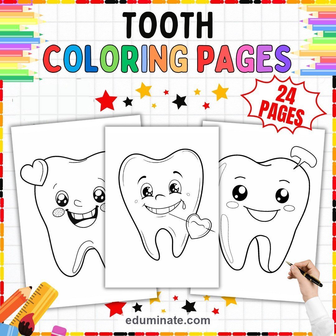 24 Simple Tooth Coloring Pages Dental Health Art Fun
