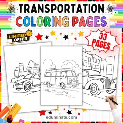 Preschool Transportation Coloring Pages Vehicles Activity Pack for Kids Fun — resource cover