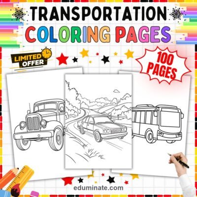 Printable Transportation Coloring Pages Mega Fleet Activity Pack for Kids — resource cover