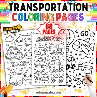 Transportation Coloring Pages Land Sea and Air Vehicles Activity Sheets Kids — resource cover