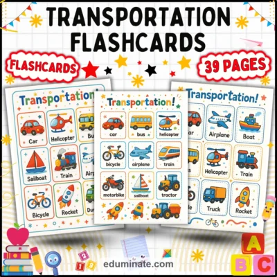 Preschool Transportation Flashcards | Vehicle Picture Cards for Pre-K | 36 Pages — resource cover