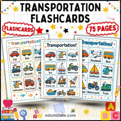 Transportation Flashcards | Printable Vehicle Picture Cards | 72 Card Pages — resource cover