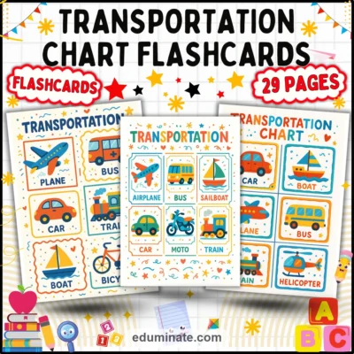 Transportation Chart | Printable Vehicles Chart for Preschool | 52 Chart Pages — resource cover