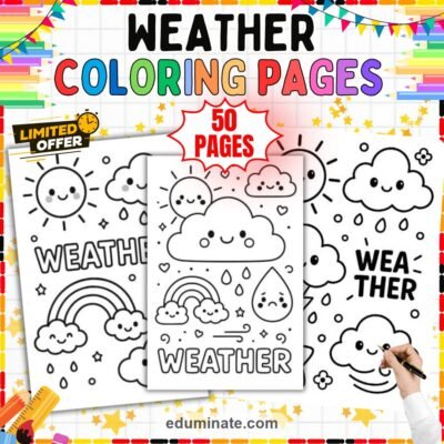Weather Coloring Sheets Storms Clouds and Rainbows Activity Pack for Kids — resource cover