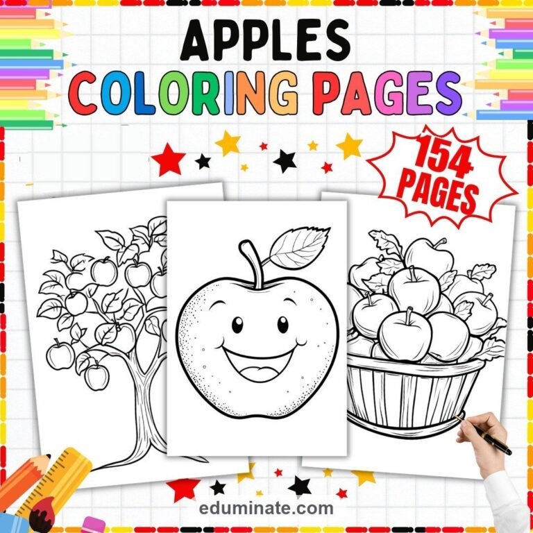 Apple Coloring Pages Bundle: 514 Easy Printable Pages