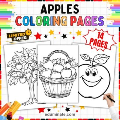 Apple Coloring Book Pages | Fruit Basket, Apple Tree and Fall Pages for Kids — resource cover