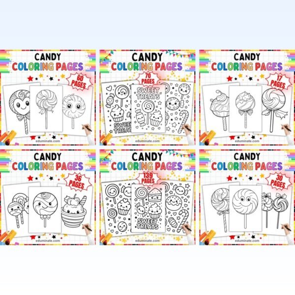 Candy Coloring Pages Bundle | Lollipops, Sweets and Kawaii Treats — resource cover