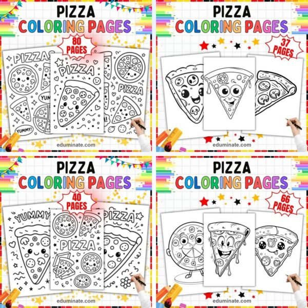 Pizza Coloring Sheets Bundle | Pizza Slices and Restaurant Menu Sheets — resource cover