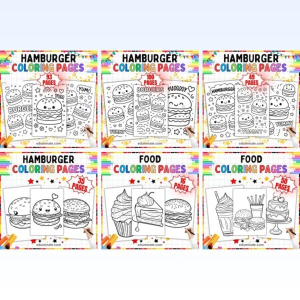 Fast Food Coloring Pages Bundle | Burgers, Fries and Fast Food Sheets — resource cover