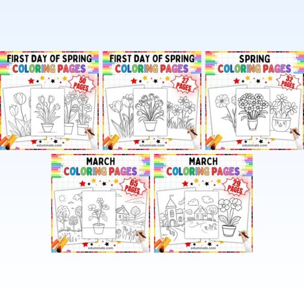 Spring Coloring Sheets Bundle | Spring Time, March and Garden Sheets — resource cover