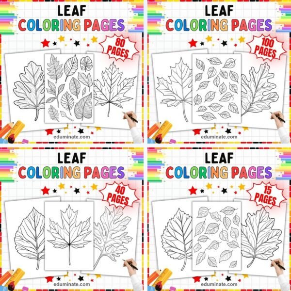 Leaf Coloring Sheets Bundle | Autumn Leaves, Foliage and Forest Sheets — resource cover