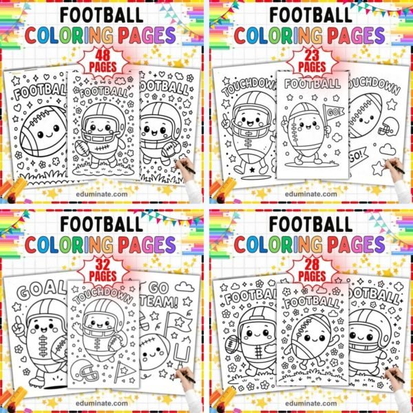 Football Coloring Sheets Bundle | Helmets, Game Day and Touchdown Sheets — resource cover