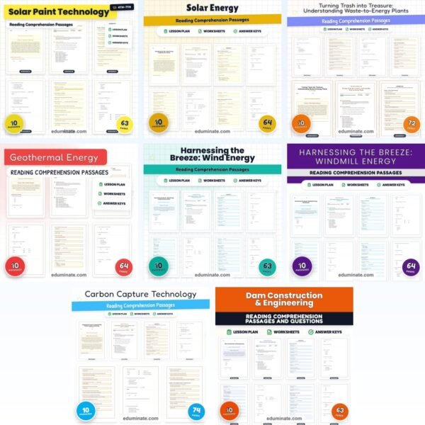 Renewable Energy Reading Comprehension Bundle | Solar, Wind and Geothermal Energy Passages — resource cover
