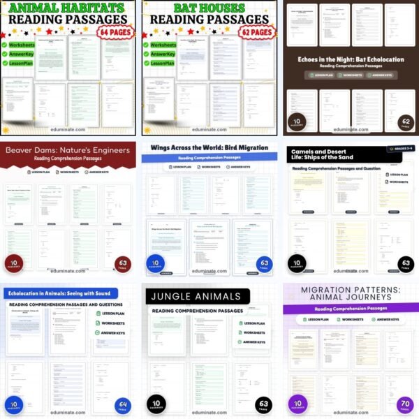 Animal Worksheets Bundle | Habitats, Bats, Camels, Rainforest and Endangered Animals — resource cover