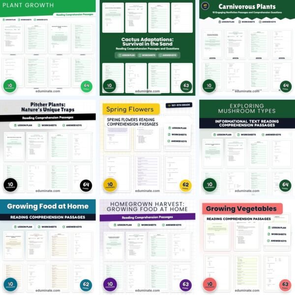 Plants Worksheets Bundle | Plant Life Cycles, Carnivorous Plants and Growing Food — resource cover
