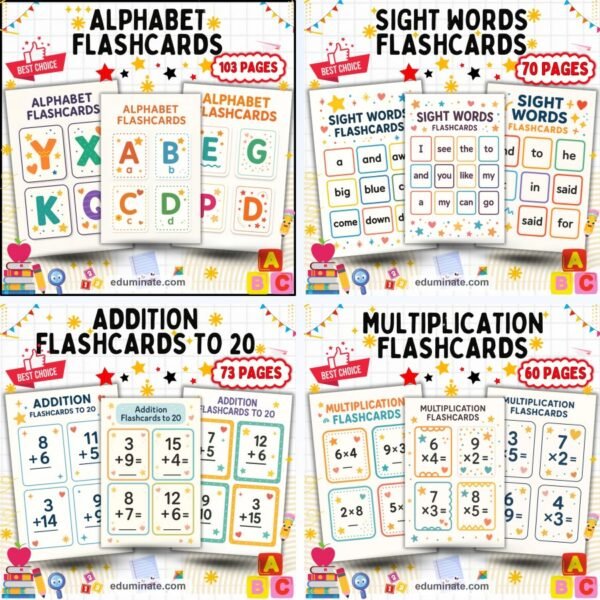 Alphabet Flashcards PDF Bundle | Alphabet, Sight Words and Math Fact Cards — resource cover