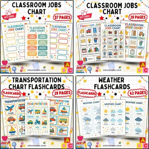 Classroom Charts Bundle | Jobs, Weather and Transportation Charts — resource cover