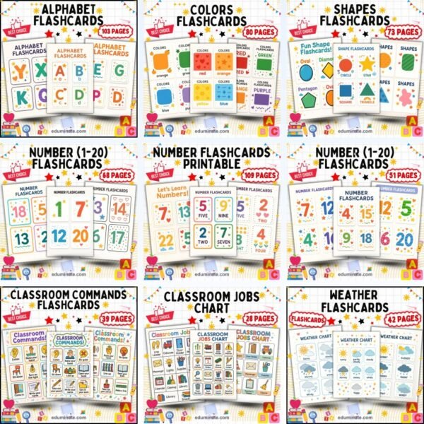 Preschool Worksheets Bundle | Flashcards, Counting and Coloring Packs — resource cover