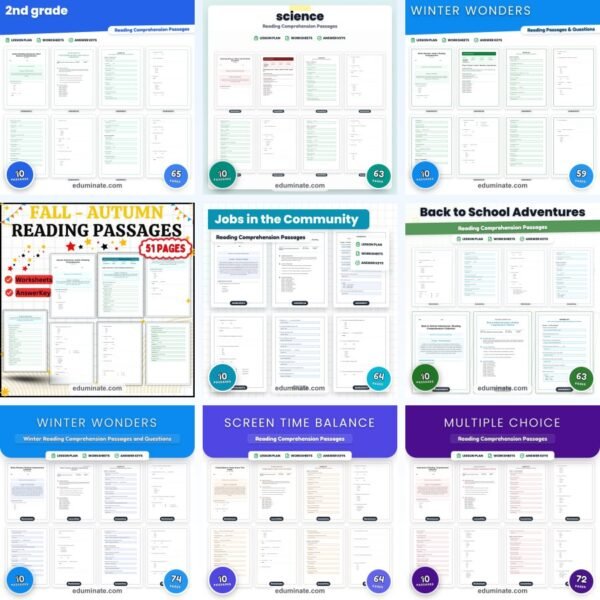 2nd Grade Worksheets Bundle | Reading, Grammar and Math Packs — resource cover