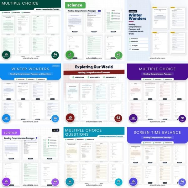 4th Grade Worksheets Bundle | Reading Comprehension and Grammar Packs — resource cover