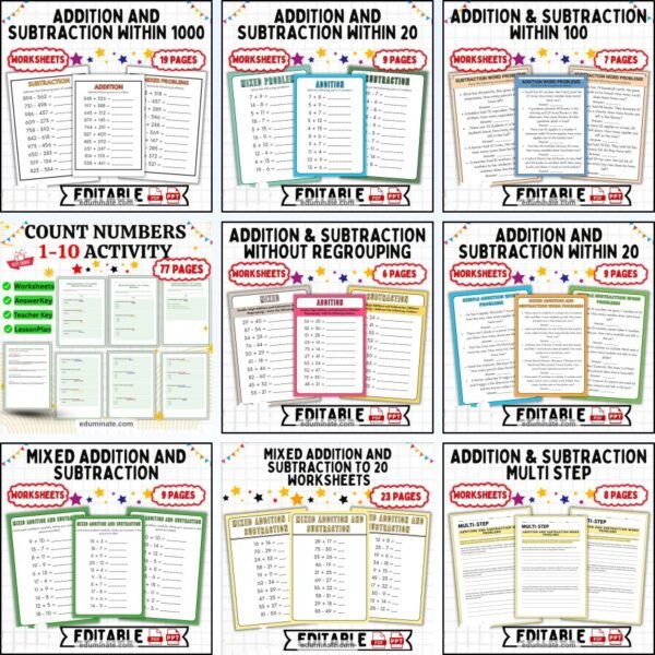 Math Mega Bundle | Worksheets, Flashcards and Math Coloring Packs — resource cover