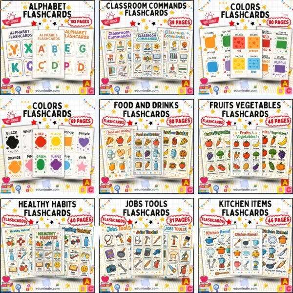 Printable Flashcards Mega Bundle | Alphabet, Numbers, Vocabulary and More — resource cover