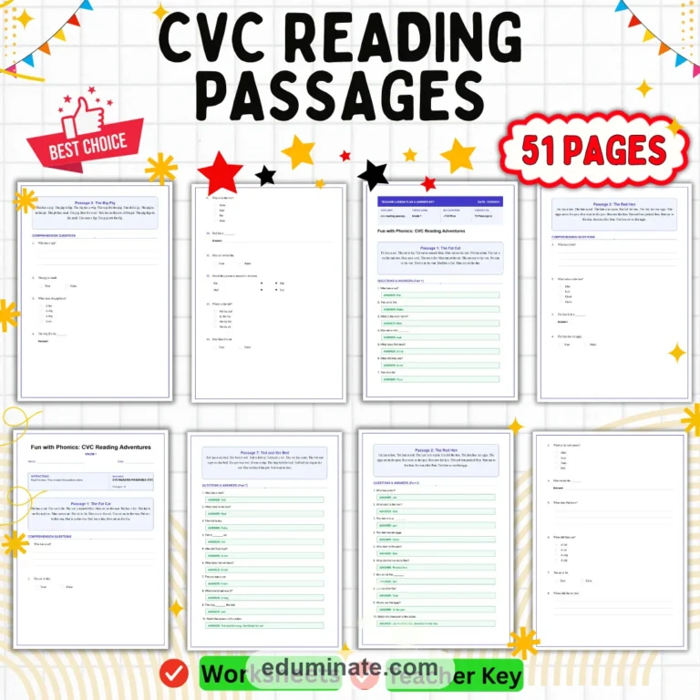 1st Grade Worksheets Bundle | Reading, Phonics, Math and Grammar Packs cover 7