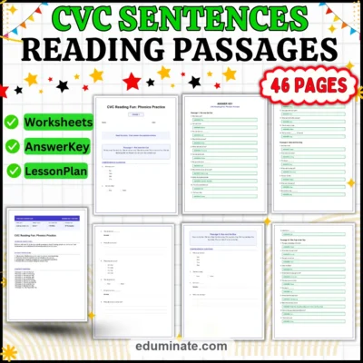 Reading Simple CVC Sentences Worksheets for Kindergarten and 1st Grade Class — resource cover