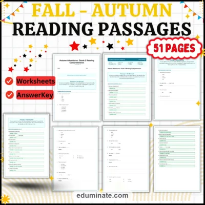 Fall Worksheets - Reading Passages with Questions and Answer Key 2nd Grade — resource cover