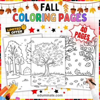 Fall Coloring Pages Autumn Activity Sheets for Kindergarten and First Grade — resource cover