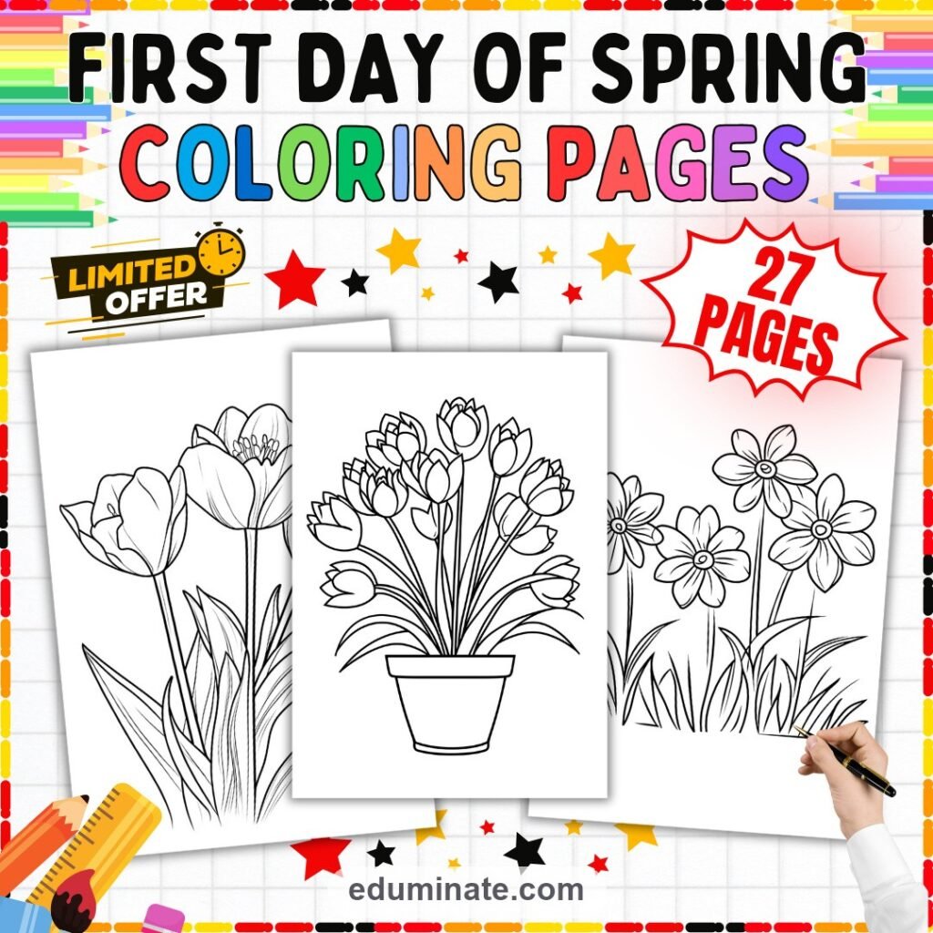 Spring Time Coloring Pages Welcome Spring Flowers Activity Sheets for Kids cover