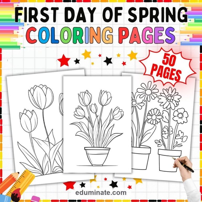 Spring Coloring Sheets Bundle | Spring Time, March and Garden Sheets cover 1