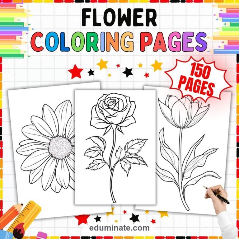 Floral Coloring Pages Bundle | Garden Blooms and Botanical Sheets cover 1