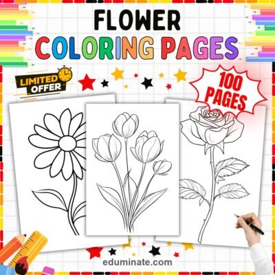 Flower Coloring Sheets Spring Floral Botanical Art 100 Printable Activities — resource cover