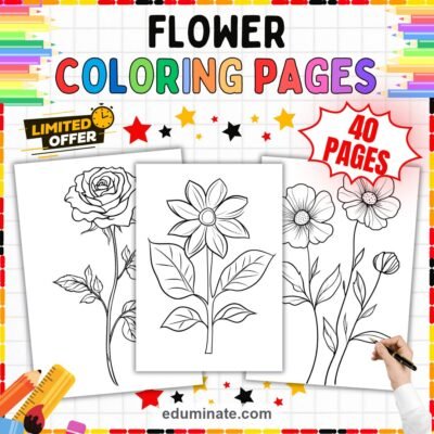 Spring Flower Coloring Pages Botanical Floral Sheets 40 Printable Activities — resource cover