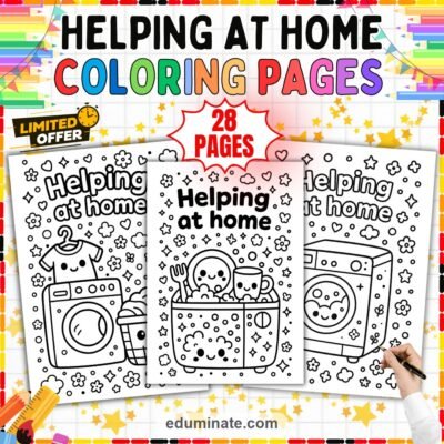 Household Chores Coloring Pages Helping at Home Activity Sheets Pack for Kids — resource cover