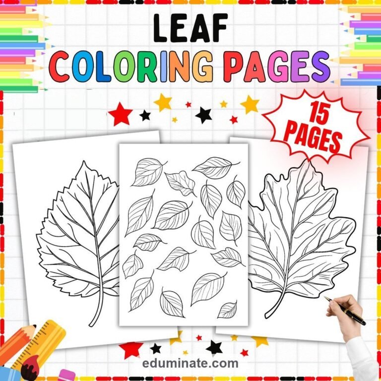Leaf Coloring Sheets Bundle | Autumn Leaves, Foliage and Forest Sheets cover 4