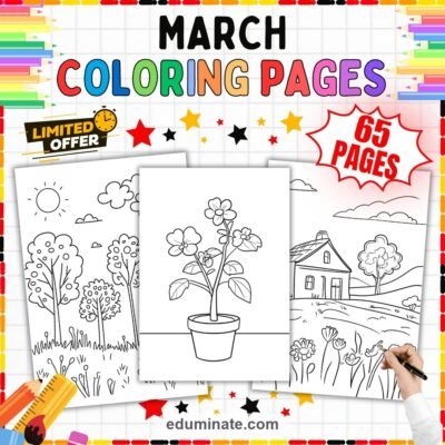 March Coloring Pages Early Spring Seasons Art Activity Sheets Pack for Kids — resource cover