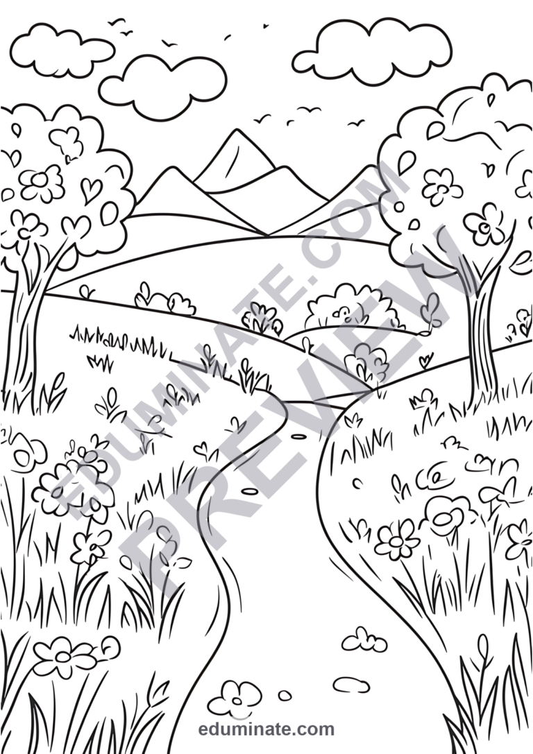 Nature Walk Coloring Pages Outdoor Explorer Art Activity Pack for Kids Fun sample page 1