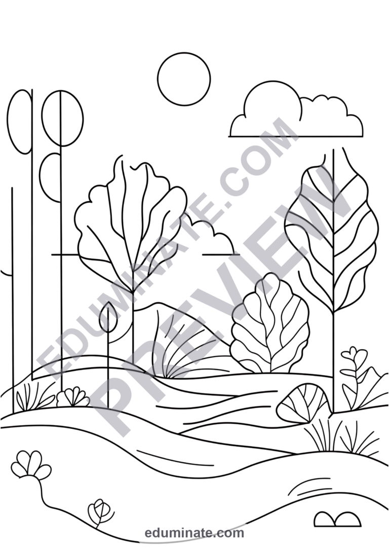 November Coloring Pages | Autumn Leaves and Fall Scenes Activity Sheets for Kids sample page 1