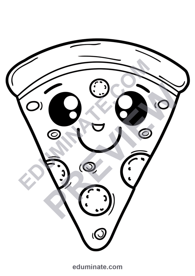 Printable Pizza Coloring Pages Fun Food Slices Activity Pack for Kids Art sample page 1
