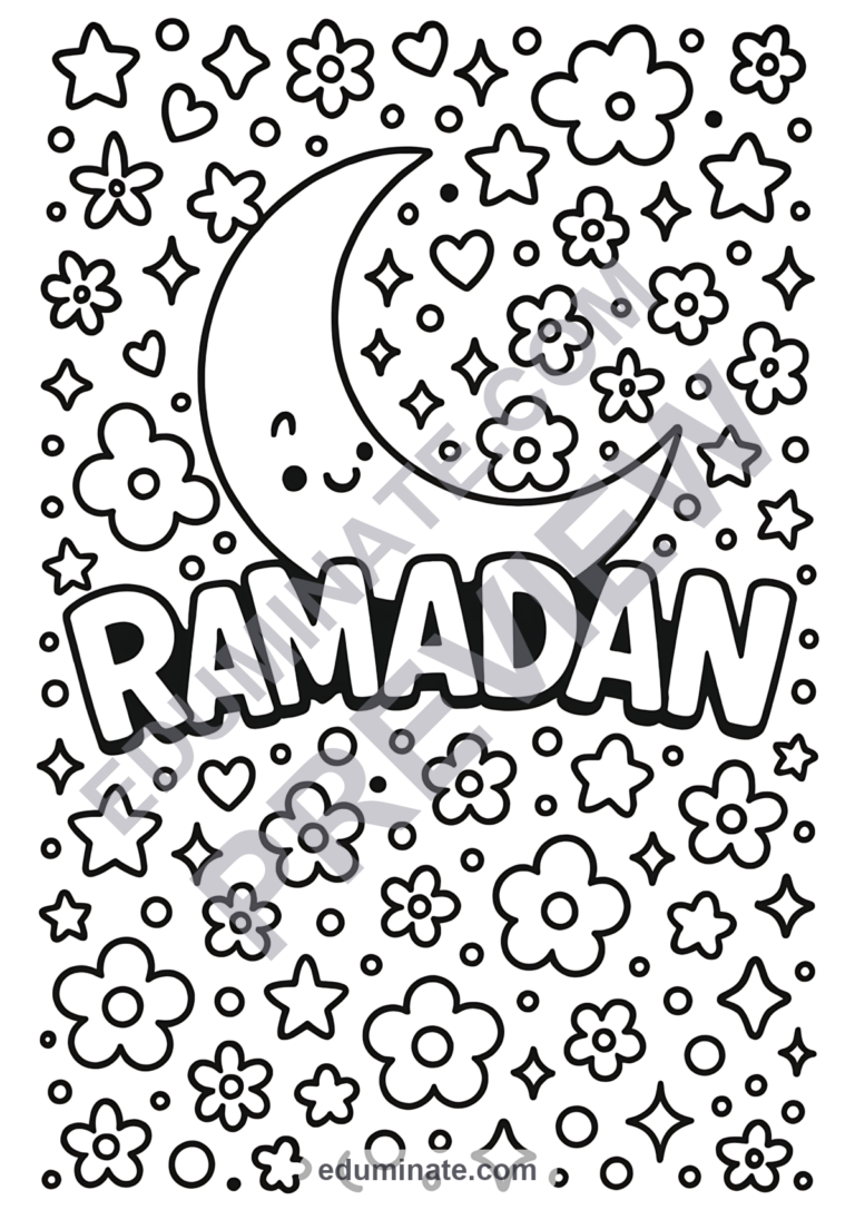 Ramadan Coloring Pages Islamic Holiday Mosques Activity Sheets Pack for Kids sample page 1