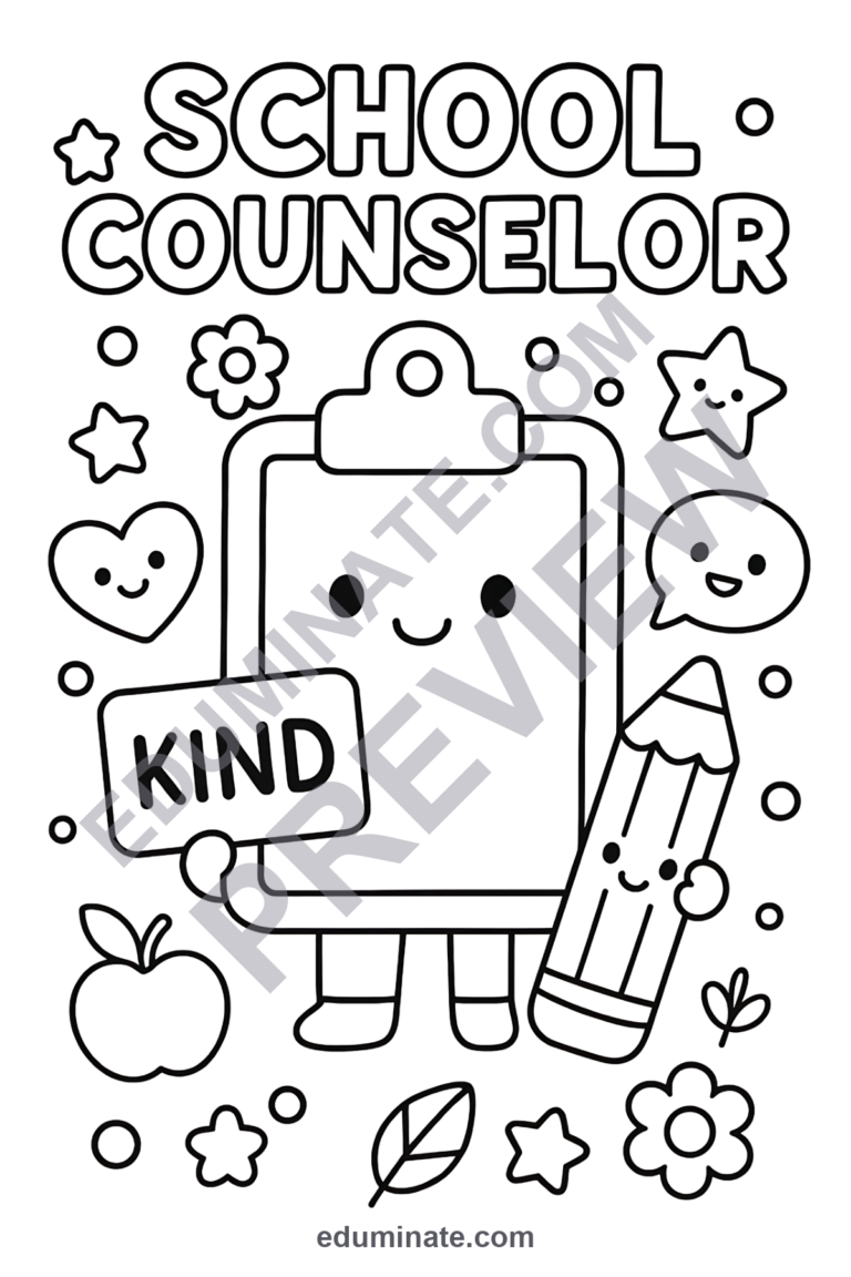School Counselor Coloring Pages Feelings and Empathy Activity Sheets Pack sample page 1